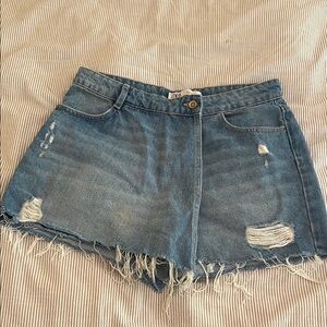 Blue Denim Distressed Women Skort